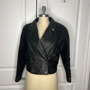 G-III Global Identity Leather Jacket Black Size Medium Vintage 80's 90's Cropped